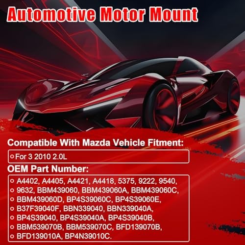 4PCS Engine Motor Mount Set Compatible with Mazda 3 2010 2.0L Transmission