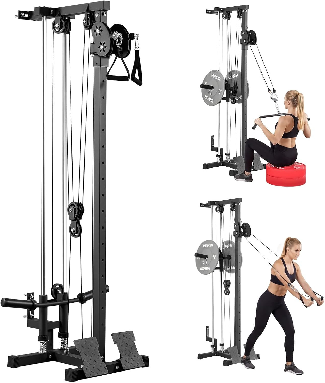 VEVOR LAT Pull down Machine, 3-In-1 Row Cable Machine, Cable Machines Home Gym w