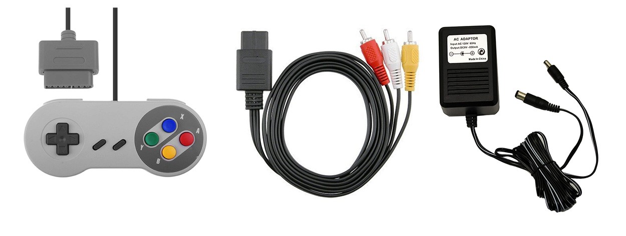 SNES Parts Bundle 2 Controllers Power Adapter And AV Cable By Mars Brand New 9Z