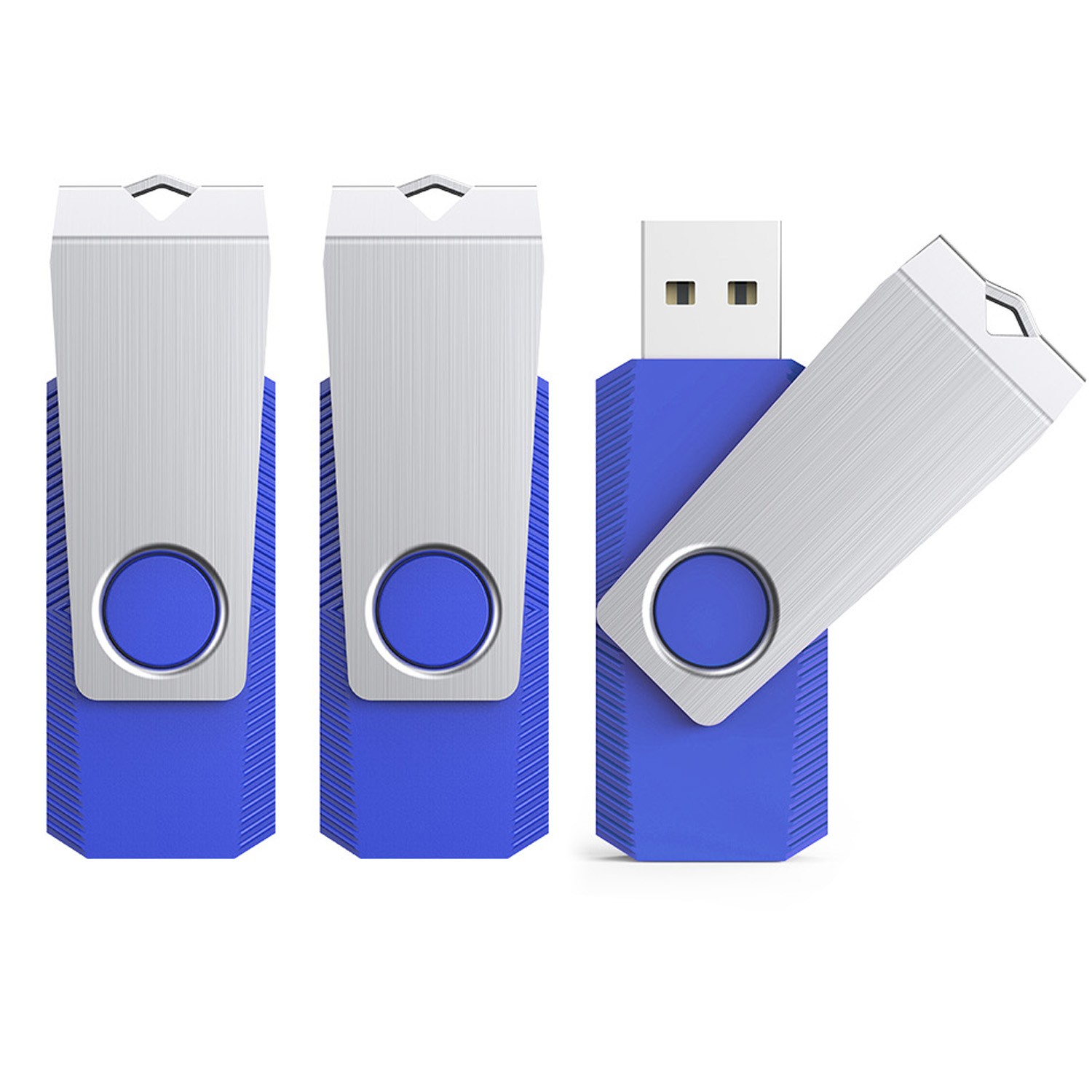 Kootion Blue 16GB USB 2.0 3 Pack Metal Swivel Style USB Flash Drive Memory Stick
