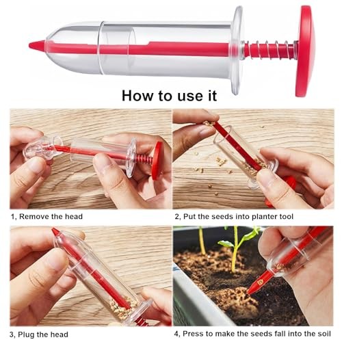 7PCS Mini Handheld Seed Spreader Set with Adjustable Speeds and 12-Hole Dibber