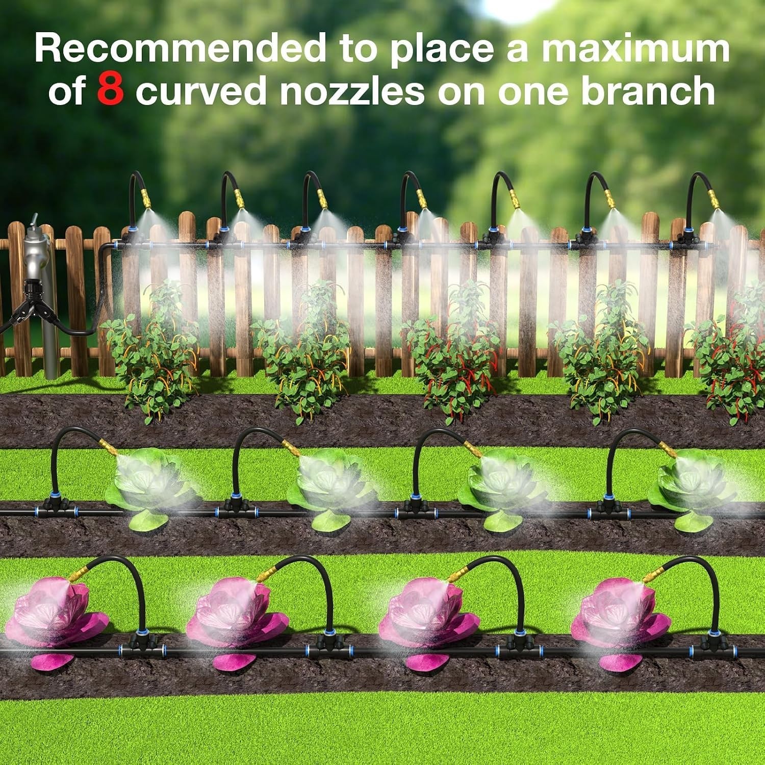 Complete 100FT Garden Drip Irrigation Kit with Nozzles for Efficient Watering