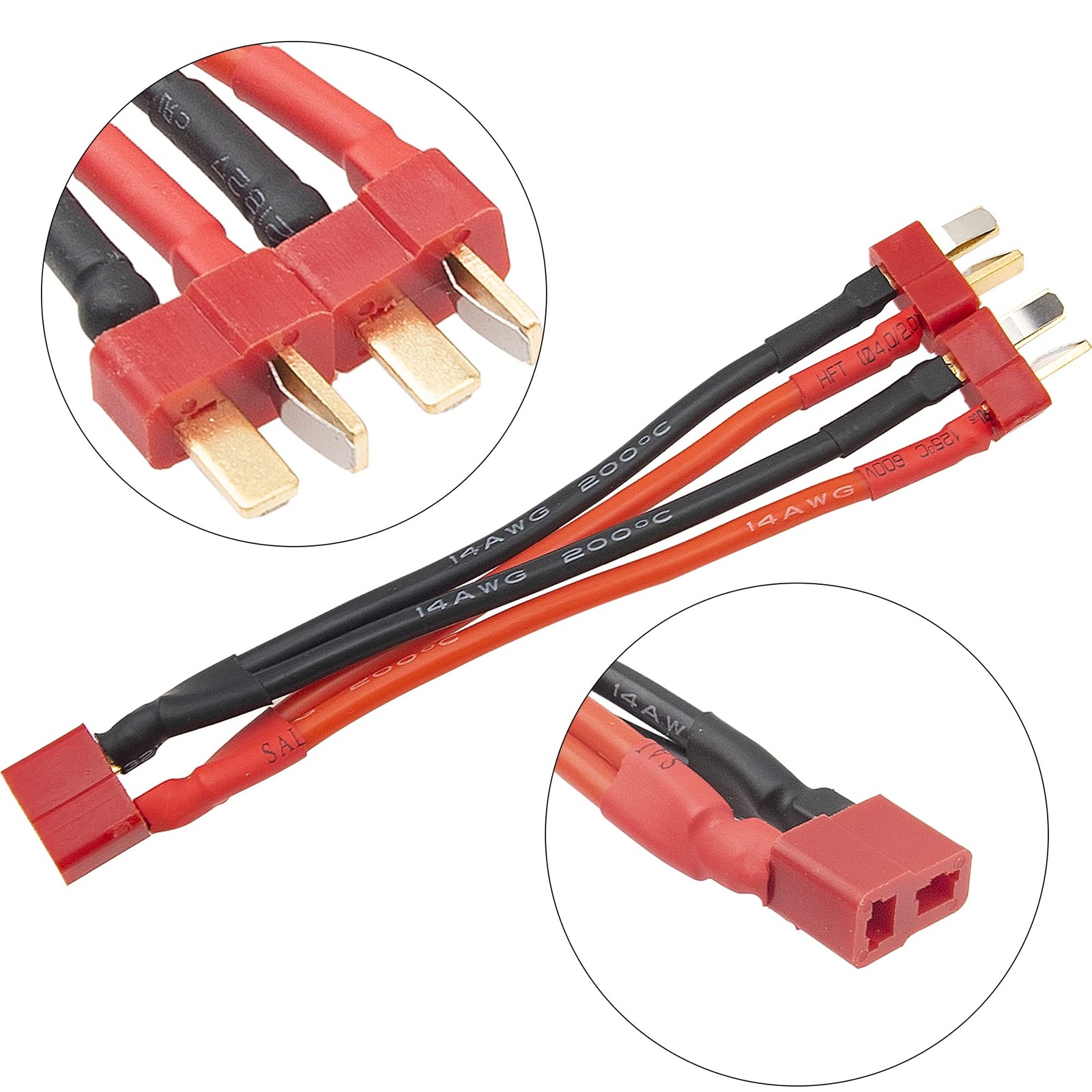 T Plug 14 AWG Soft Silicone Wire Parallel Y Splitter Harness Cable Adapter 3 PCS