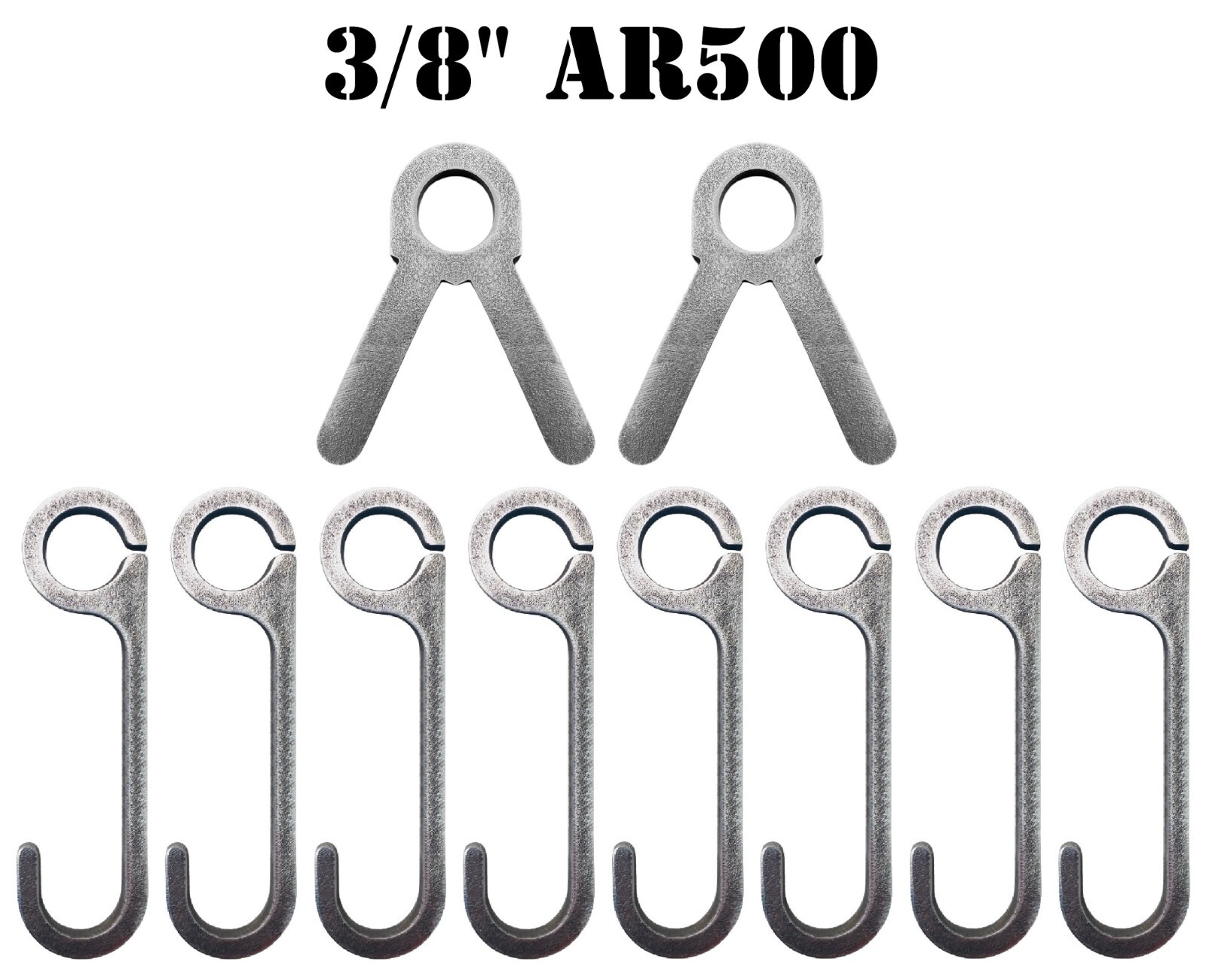 3/8" AR500 Steel Shooting Target Conduit Stand Brackets - 2 Brackets / 8 Hooks