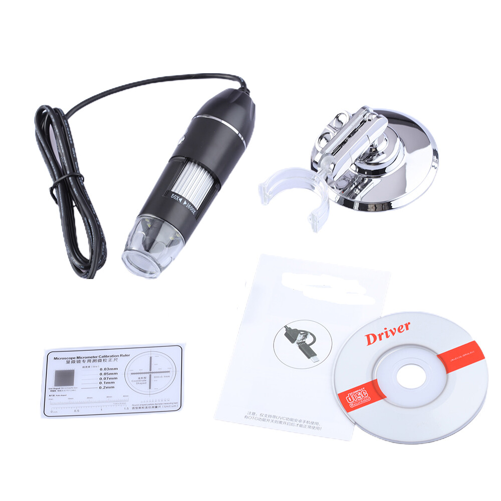 Real 1600X Digital Binocular Microscope USB Camera LED Android Phones Window PC