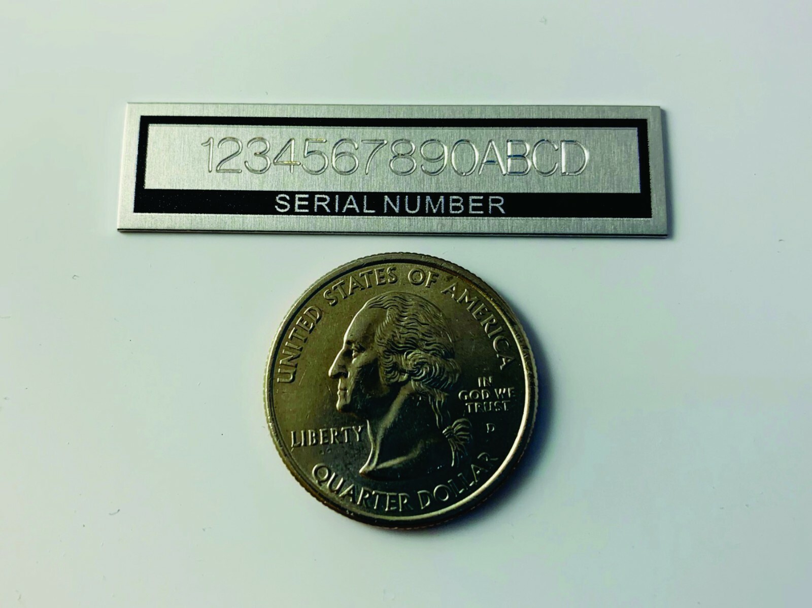 SMALL SERIAL NUMBER TAG PLATE ENGRAVED WITH NUMBER IDENTIFICATION ASSET TAG