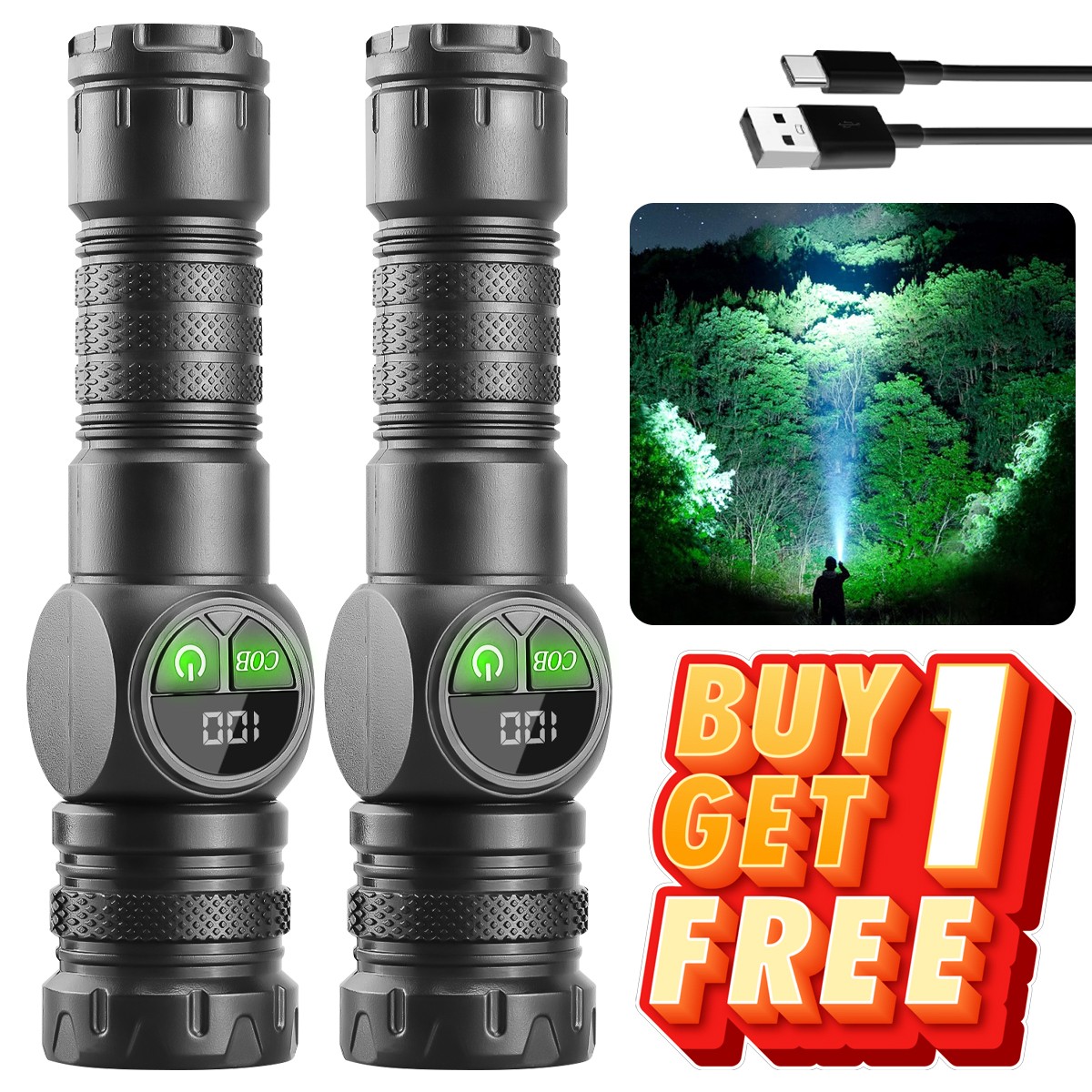 Super Bright LED Flashlight Rechargeable Tactical Flashlights LED Work Lights