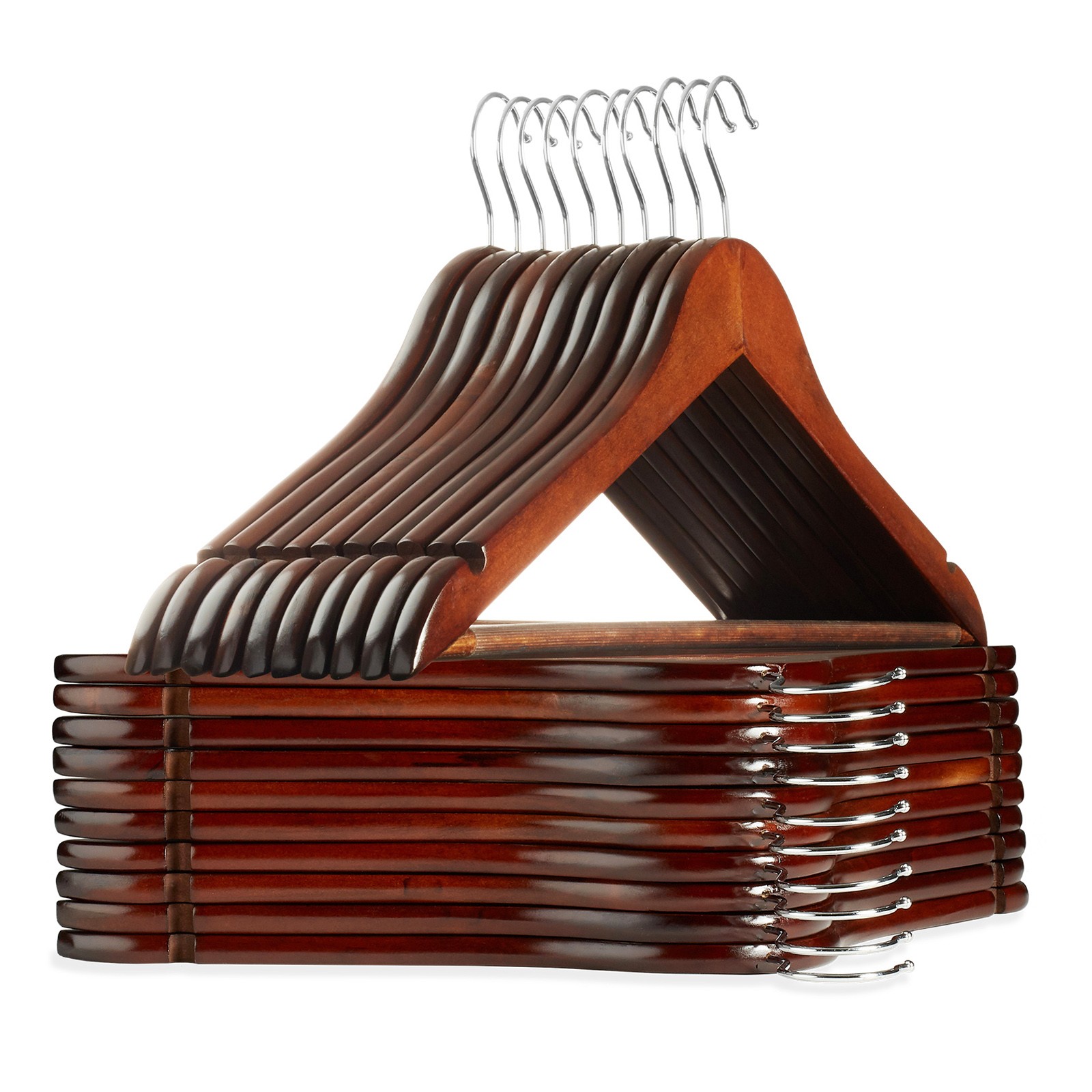 20 Wooden Suit Hangers - Walnut