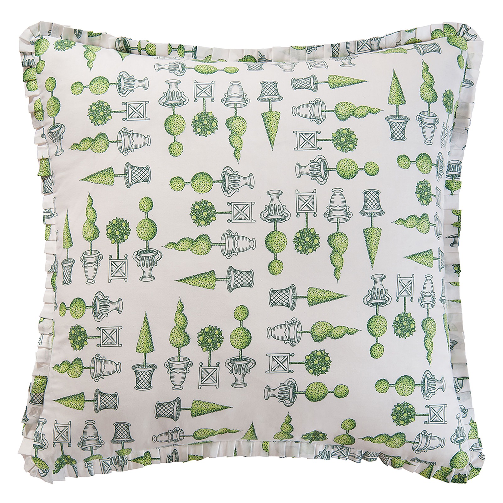 26" x 26" Boxwood Abbey Green Garden Cotton Euro Sham - Machine Washable
