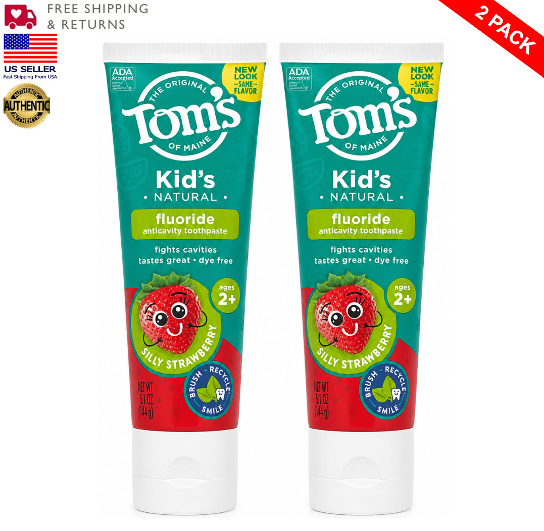 2-Pack Tom’s of Maine Kids Natural Fluoride Toothpaste Silly Strawberry 5.1oz