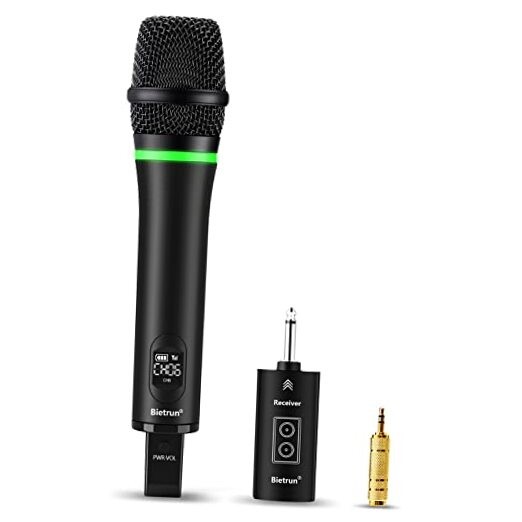 Wireless Microphone Rechargeable, 168FT Range Bluetooth Microphone Black