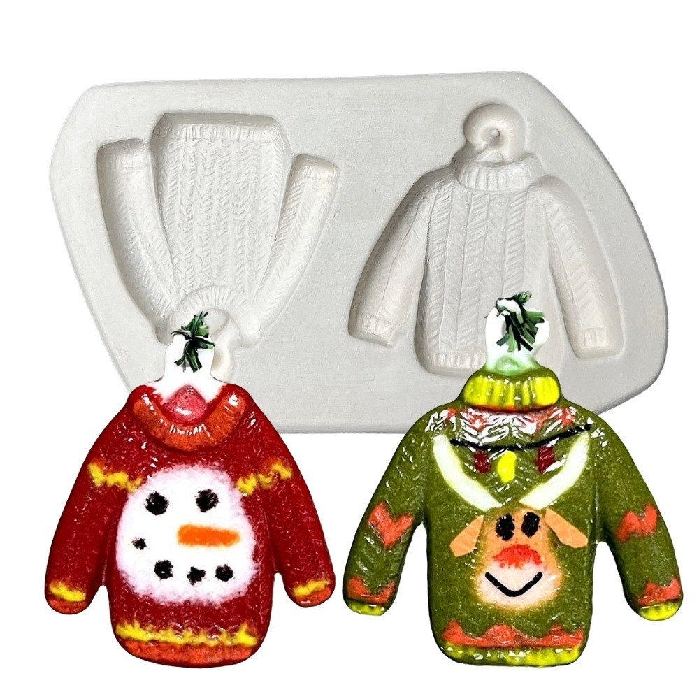 9"X 5"-Deep 1.75" Holiday Sweaters Ornament Mold Glass Fusing
