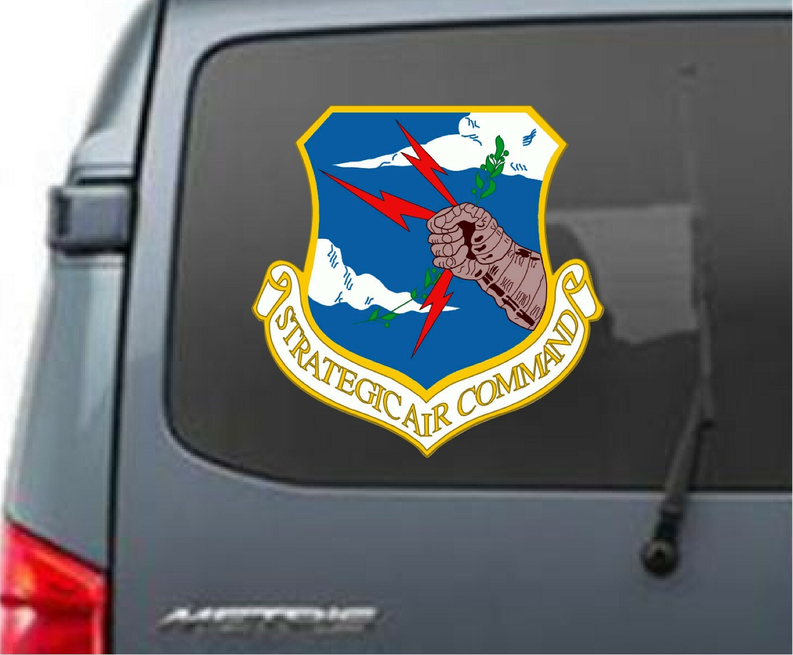 USAF "SAC" STRATEGIC AIR COMMAND  Window Sticker 4" H x 4" W  LAMINATED 