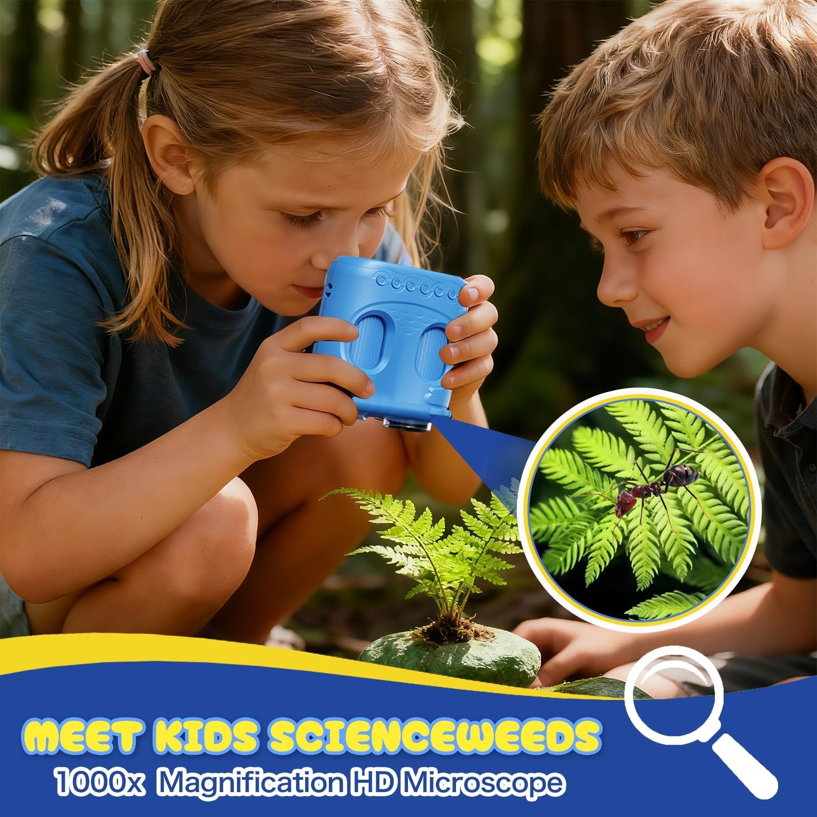 1000X Digital Handheld Microscope for Kids 2.0" IPS Screen Portable Rechargeable