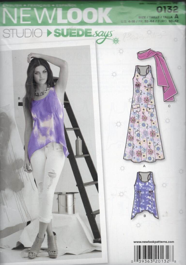 0132 NEW LOOK MISSES' DRESS, TOP & SCARF SZ 4-16