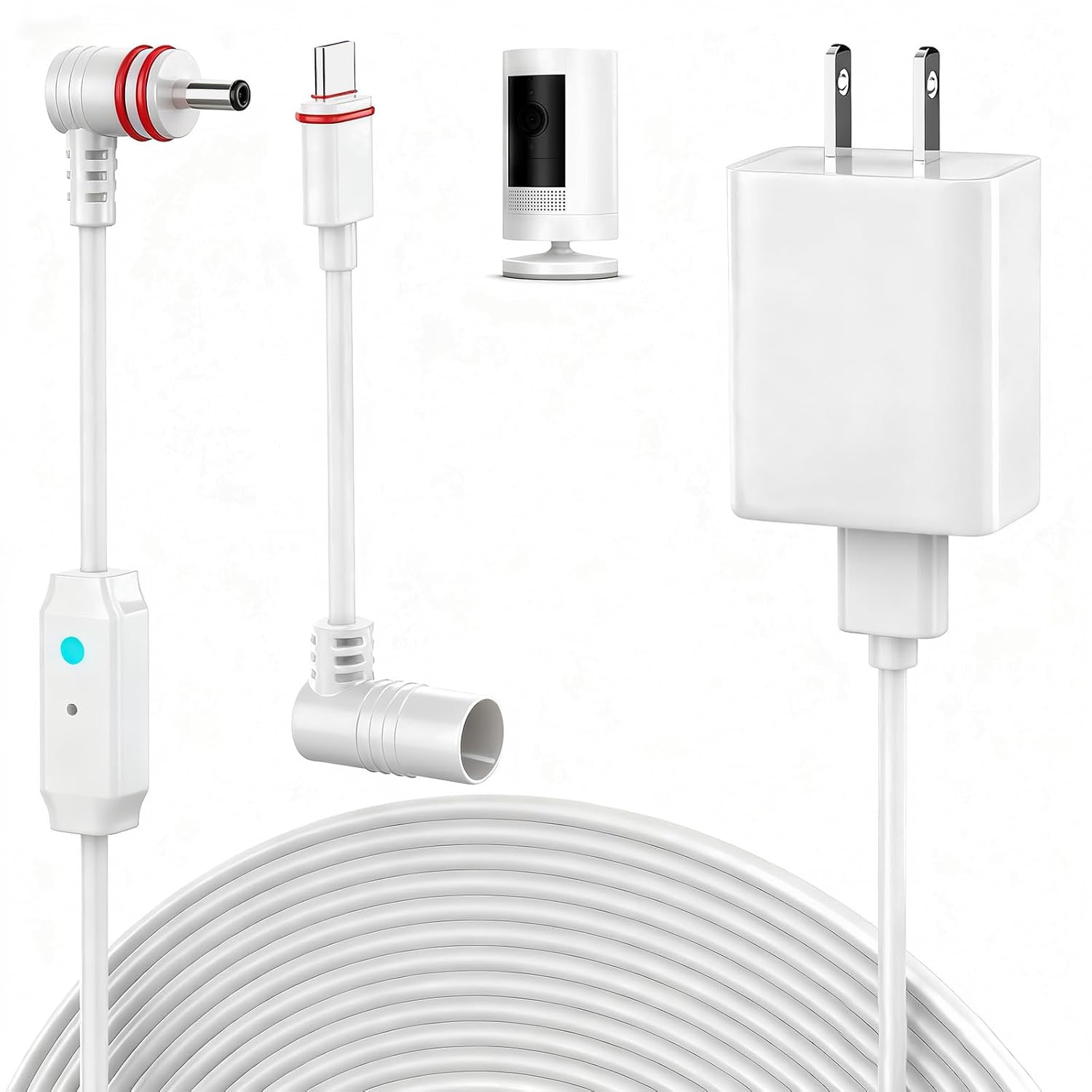 25FT Power Cord and Adapter Compatible with Ring Spotlight Cam Pro(Battery), Sti