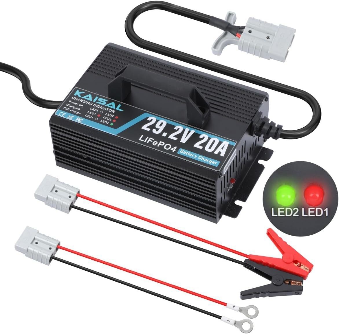 24V 20A Lithium Battery Charger LiFePO4 Battery Charger Fit For RV, Boat,Truck