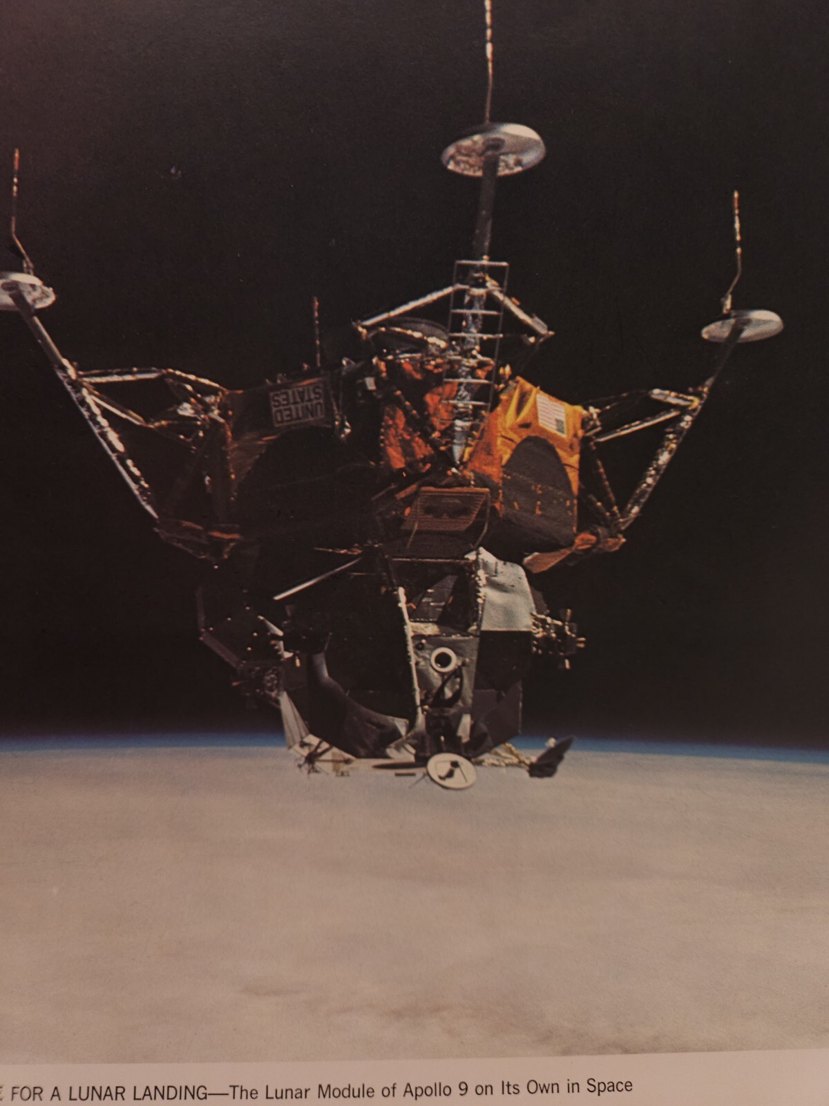 1969 NASA Photograph Apollo 9 Lunar Landing Module Test Flight 11×14" Poster
