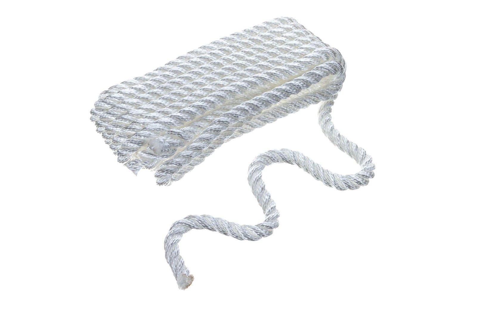 3Strand Twisted Nylon Dock Rope  ½Inch x 15 Feet, White Boating Line