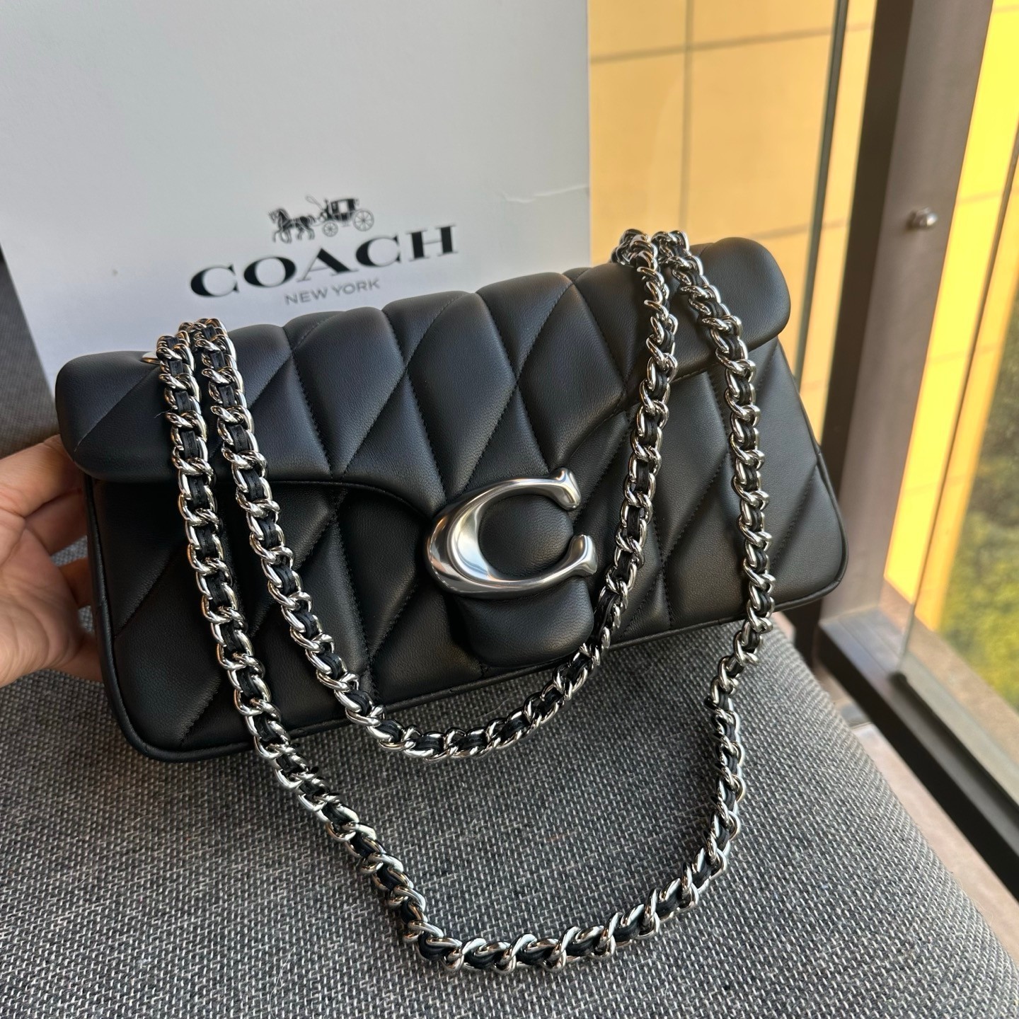 COACH new Tabby26 wine bag with diamond pattern - silver logo