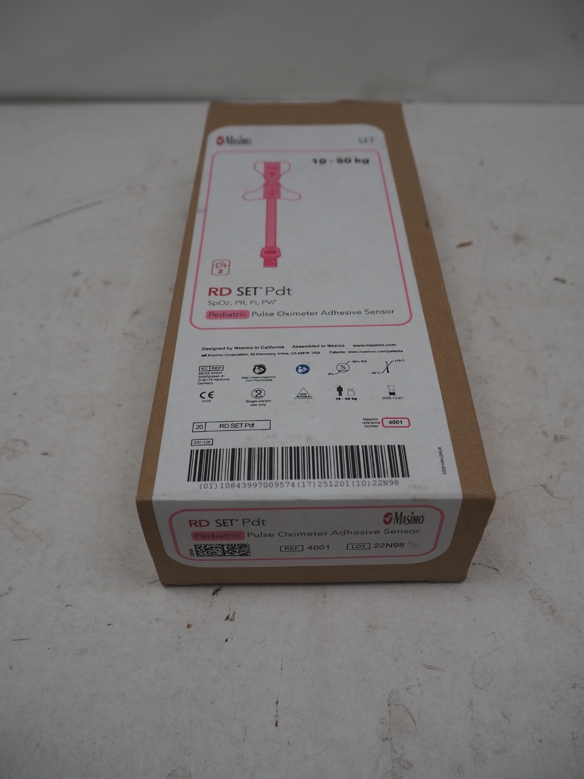 NEW Box Of 9x Masimo 4001 RD Set Pd Pi PVI Pediatric SpO2 Pulse Oximeter Sensors