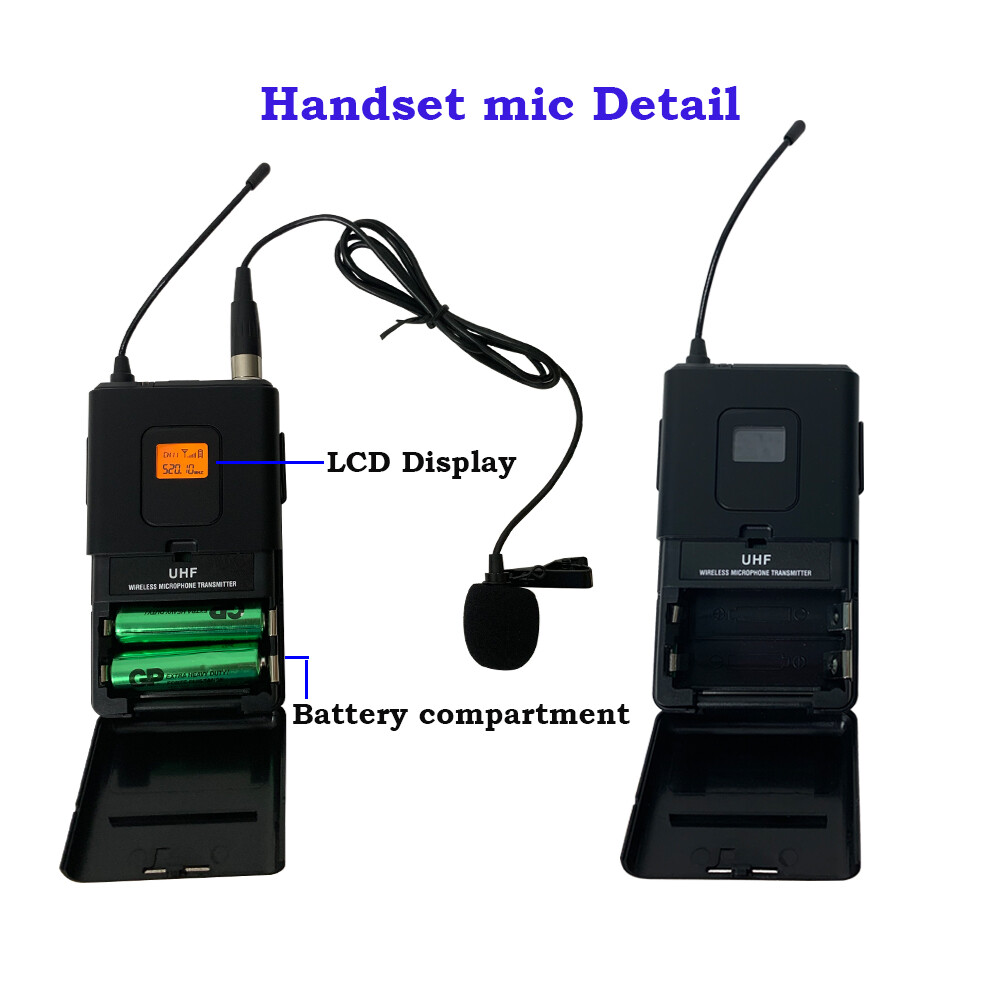Wireless UHF Microphone Dual Channel Headset Lavalier Lapel Microphone Audio Mic