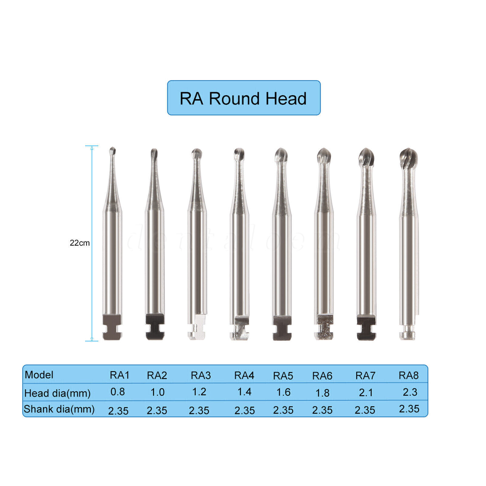 5-100 PCS DENTAL Round Carbide Bur for Slow Speed Latch RA1-8