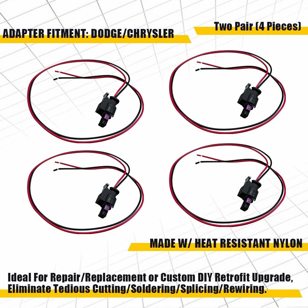 For 2015-24 Dodge Charger 4PCS Side Marker Light Wire Harness Connector Plug Set