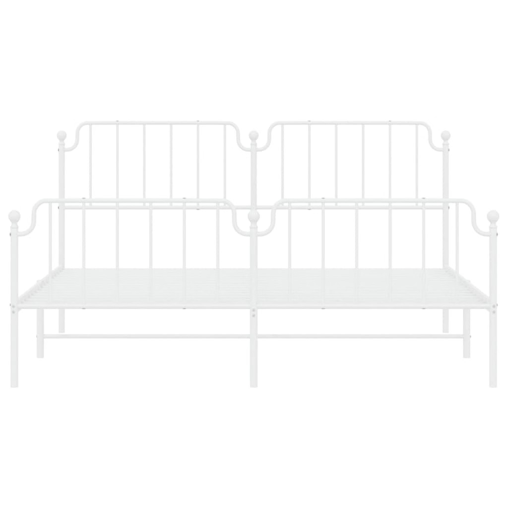 Bed Frame White Powder-Coated Steel Full Bed Frame Rectangular