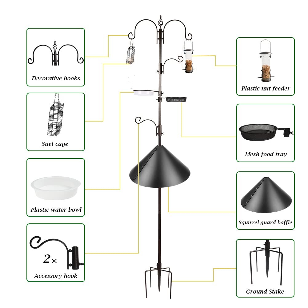 Bird Feeder Pole with Squirrel 91 Inch squirrel baffle kits, Bronze