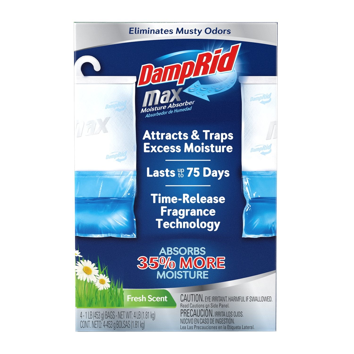 DampRid Max Moisture Absorber Hanging Bag 4pk Fresh Scent Closet