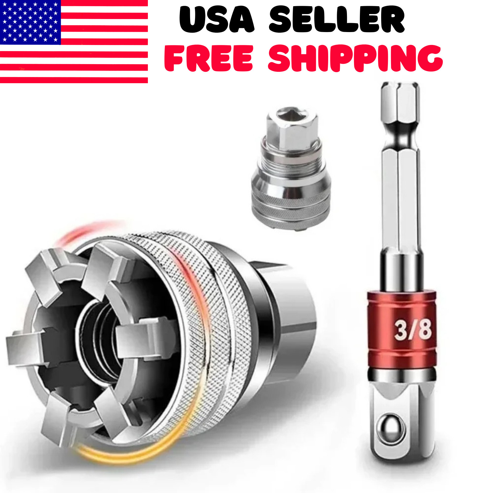 10-19mm Universal Socket Tool Adjustable Multifunction Wrench Sleeve Adapter Kit