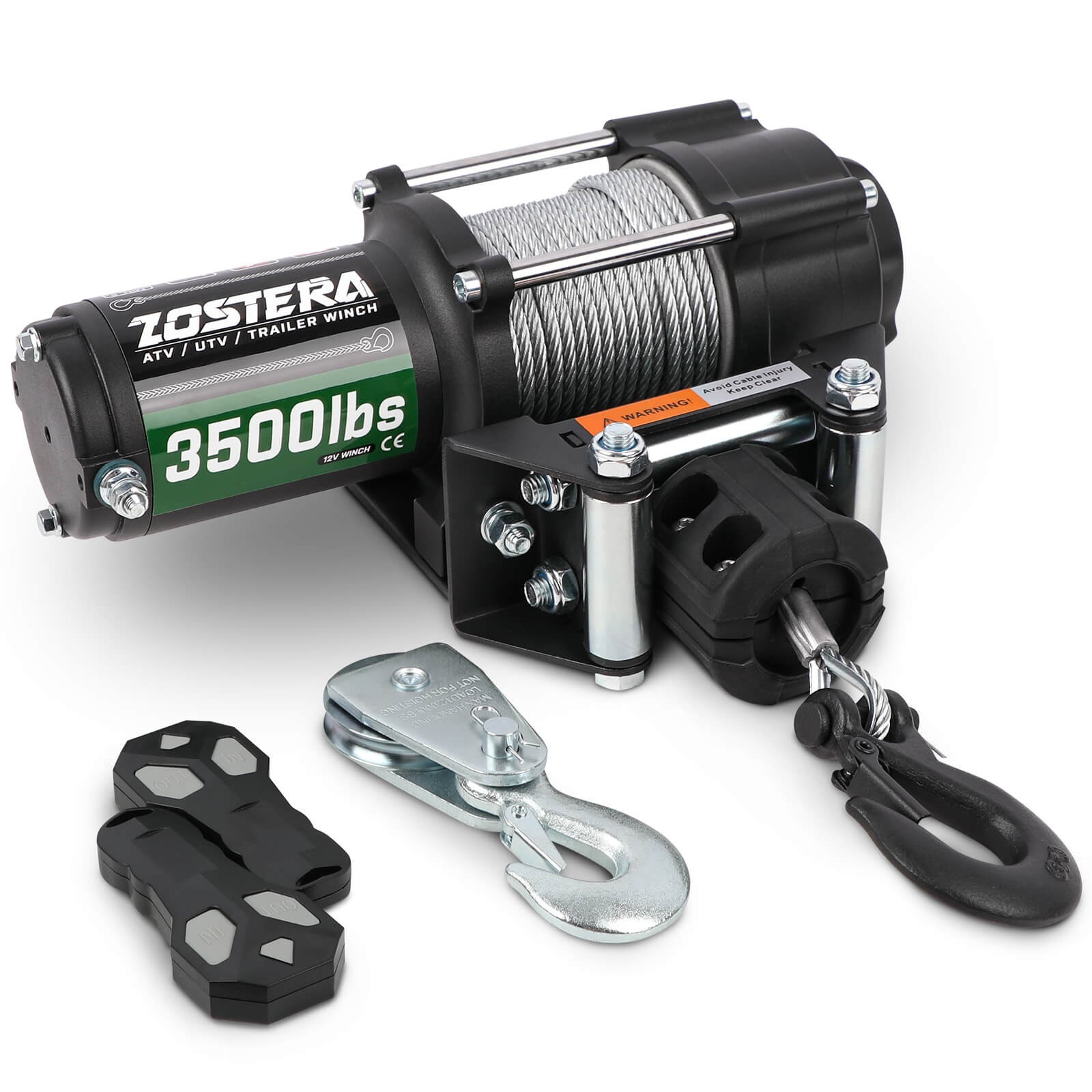 Electric Winch 3500LB 12V Steel Cable ATV Winch Wireless Remote UTV Boat 4WD 4x4