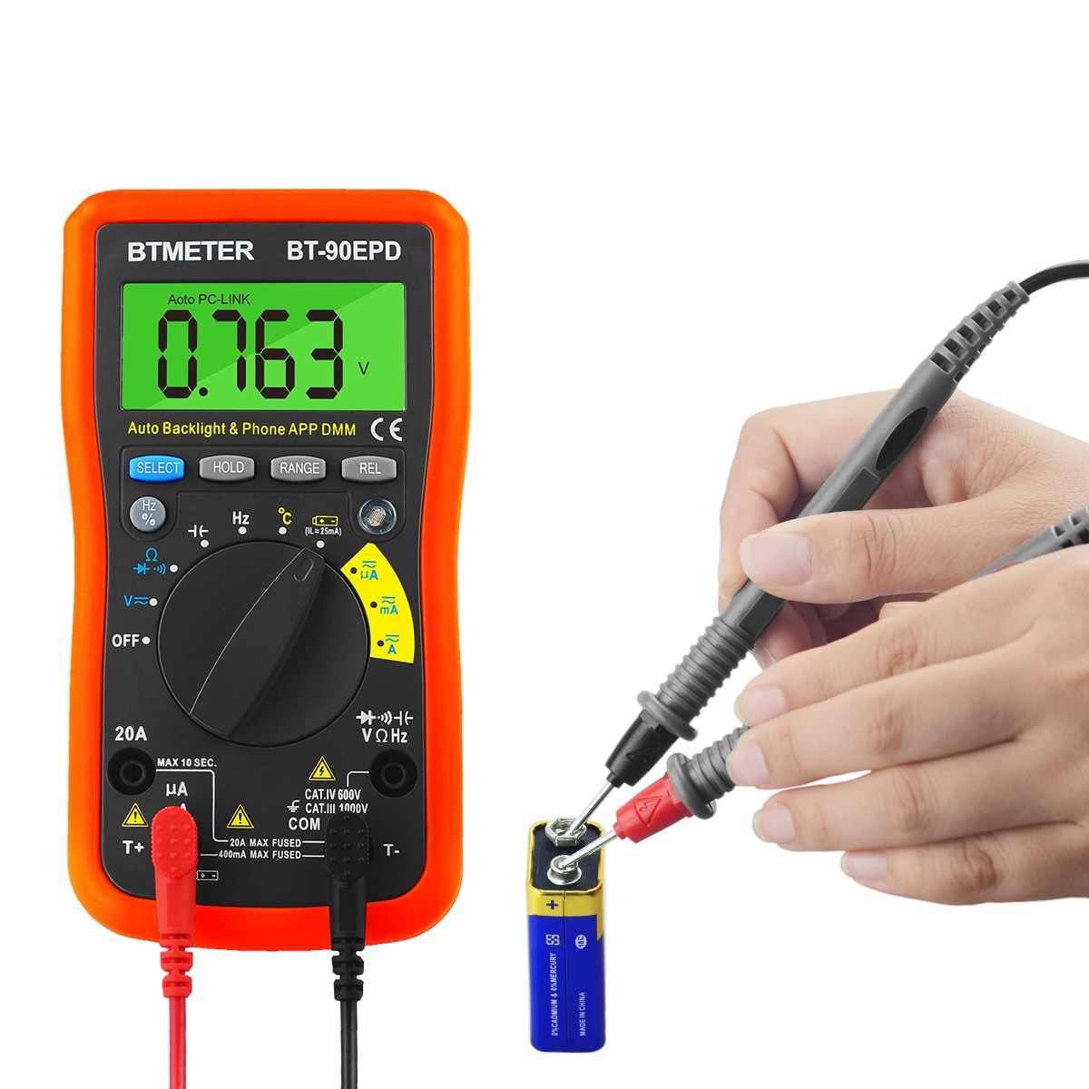 Bluetooth APP Digital Multimeter Auto Ranging 4000 Counts AC/DC Voltage Current
