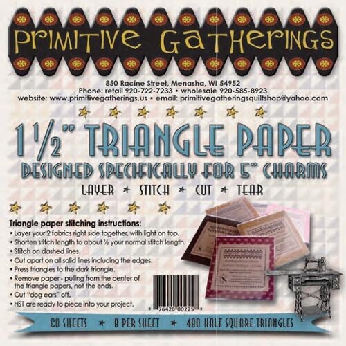 Primitive Gatherings 1.5" Finished Triangle Paper for Charms 60 Sheets 480 HST