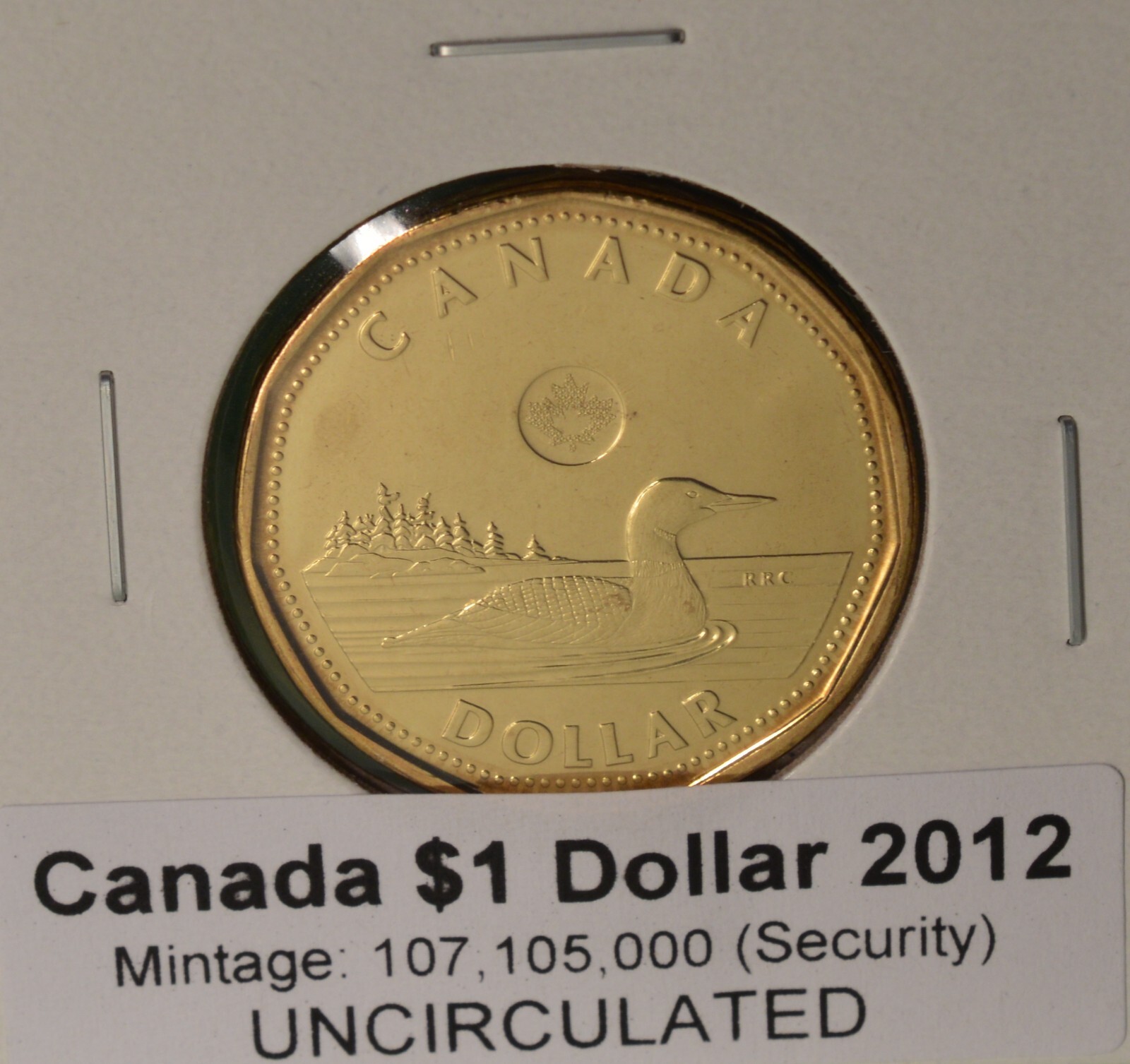 2012  Canada $1 Dollar  - Loonie - Security - BU UNC - from mint roll  🇨🇦🇨🇦