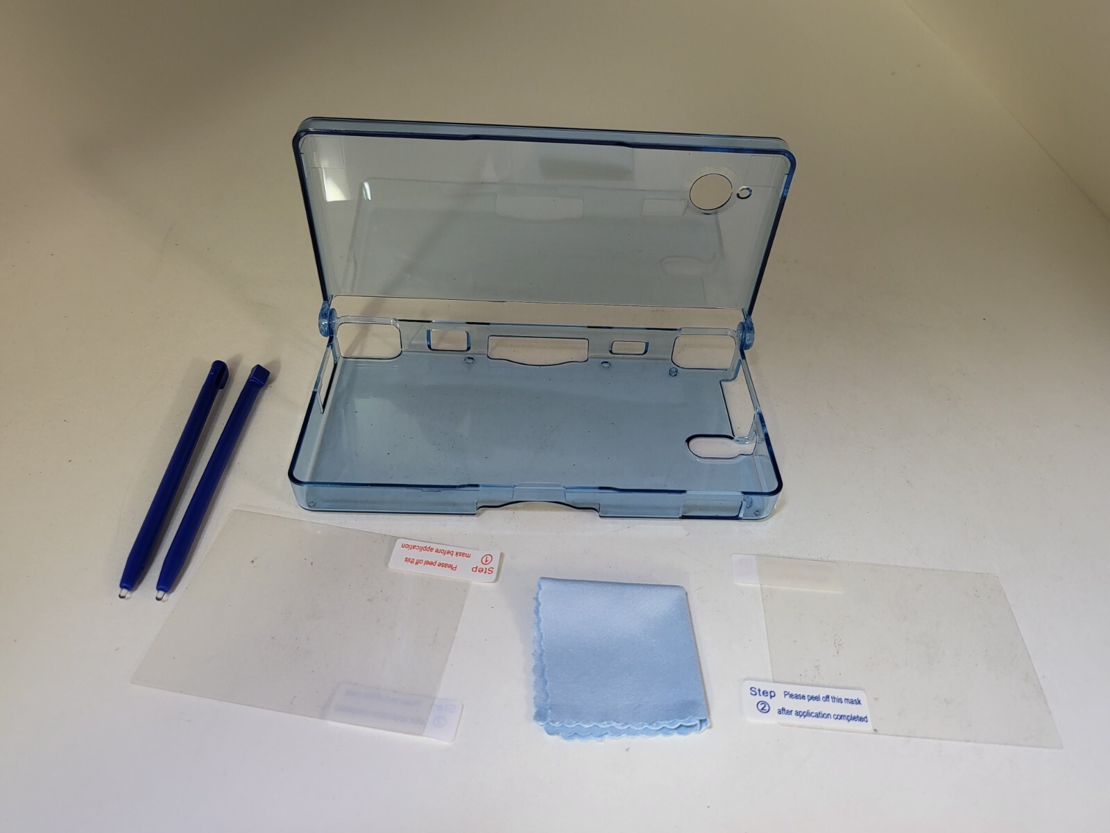 NEW Clear Blue console Shell Case + 2 Stylus & Screen protector for Nintendo DSi