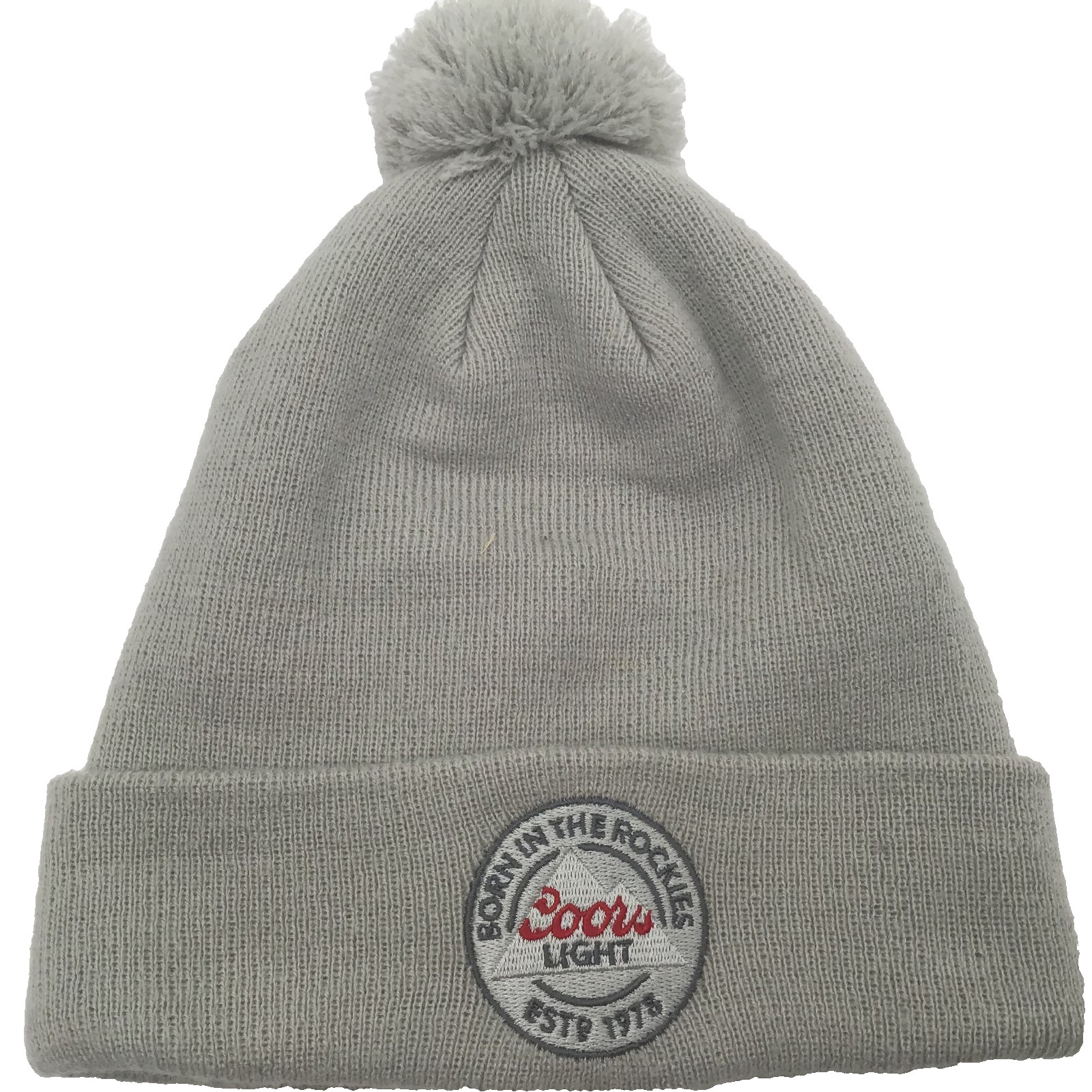 Coors Light Beanie Adult Bobble Cuffed Born In The Rockies Snowboard Ski Hiking