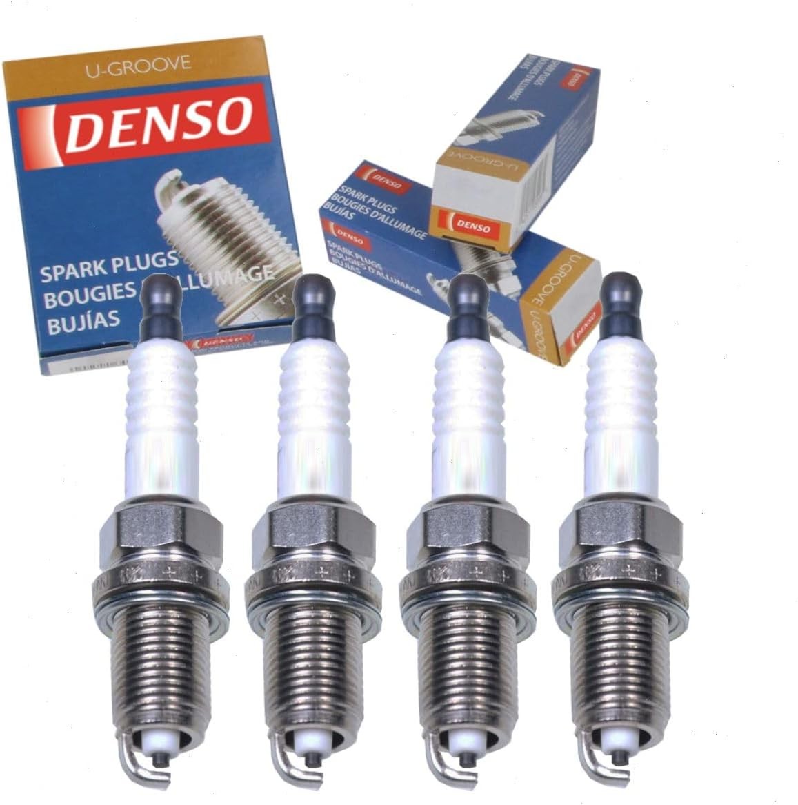 4 pc DENSO Standard U-Groove Spark Plugs compatible with Toyota Corolla 1.8L 2.4