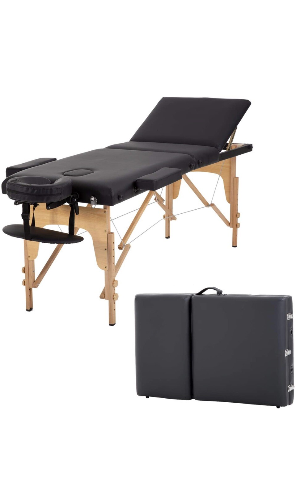3 Fold Spa Bed With Carry Case 73-84”L  24-34”H Lightweight Height Adjustable