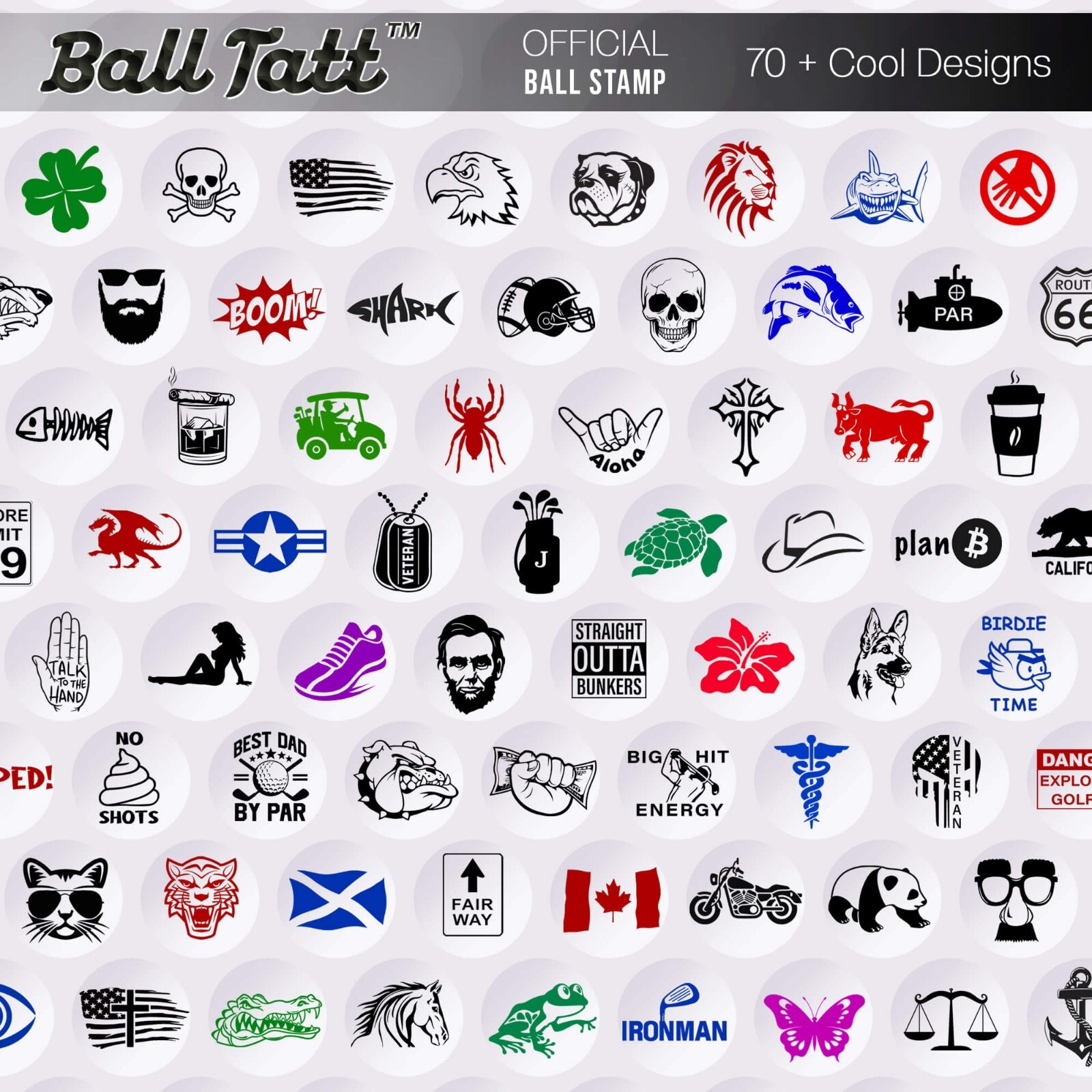 Ball Tatt - Aloha Golf Ball Stamp Marker Quick-Dry Self-Inking Ball Stamper