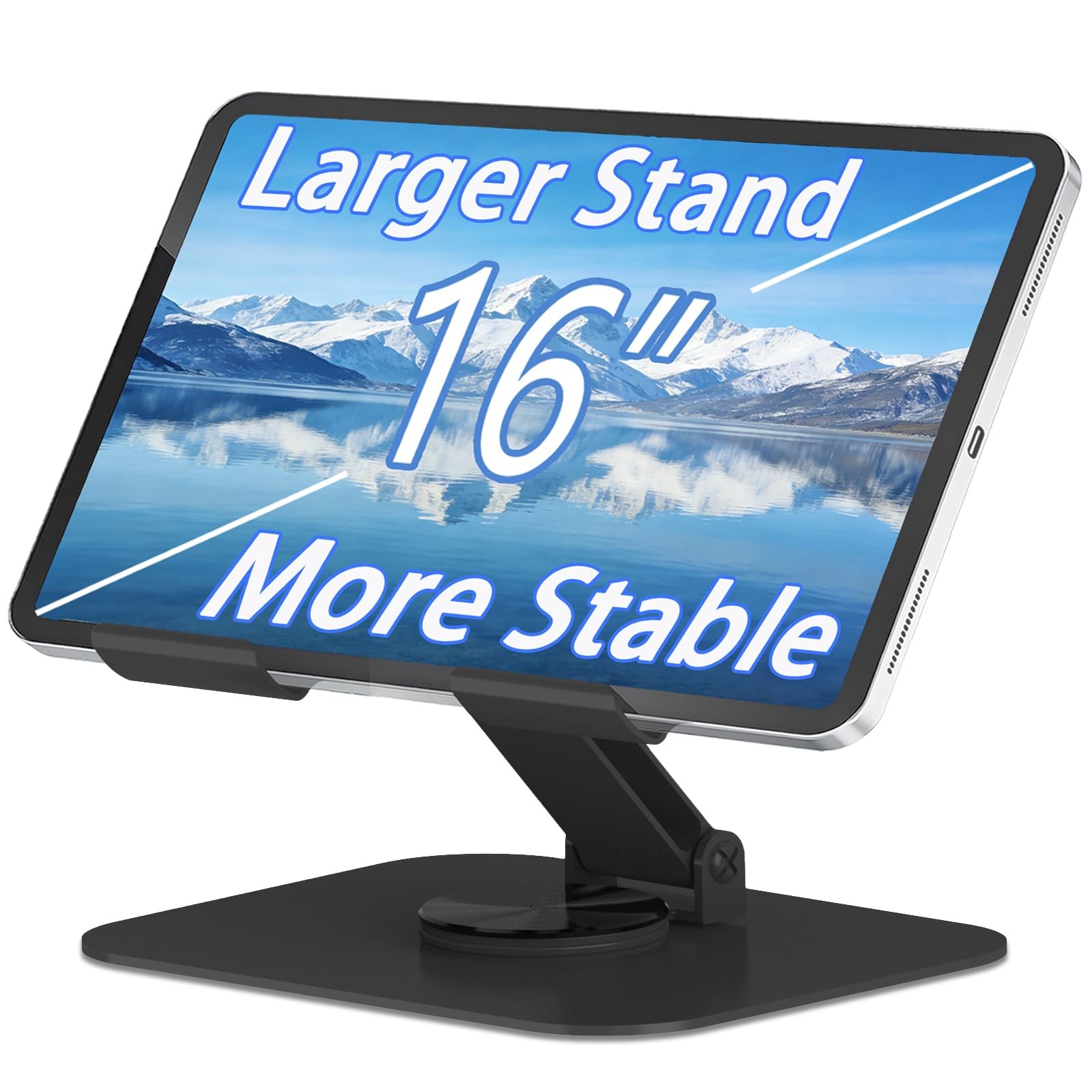 Metal Tablet Stand, Adjustable 360Â° Rotation Tablet Holder For 4-16" Tablet