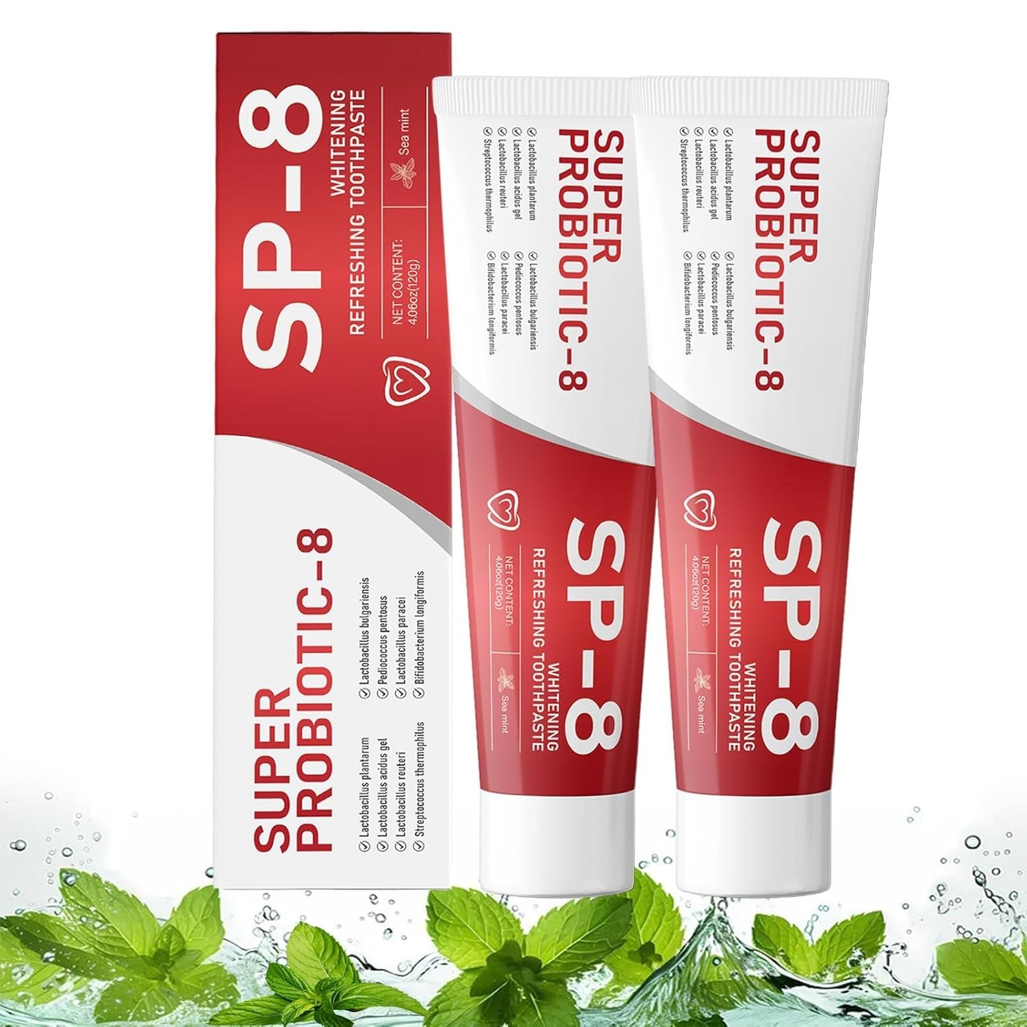 2pk SP-8 Super Probiotic-8 Whitening Toothpaste Sea Mint 4.06oz (120g)