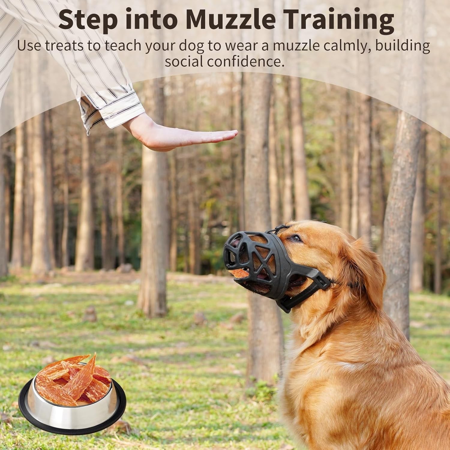 Dog Muzzle, Breathable Basket Muzzles for Small, Medium, Large and X-Large Ag...