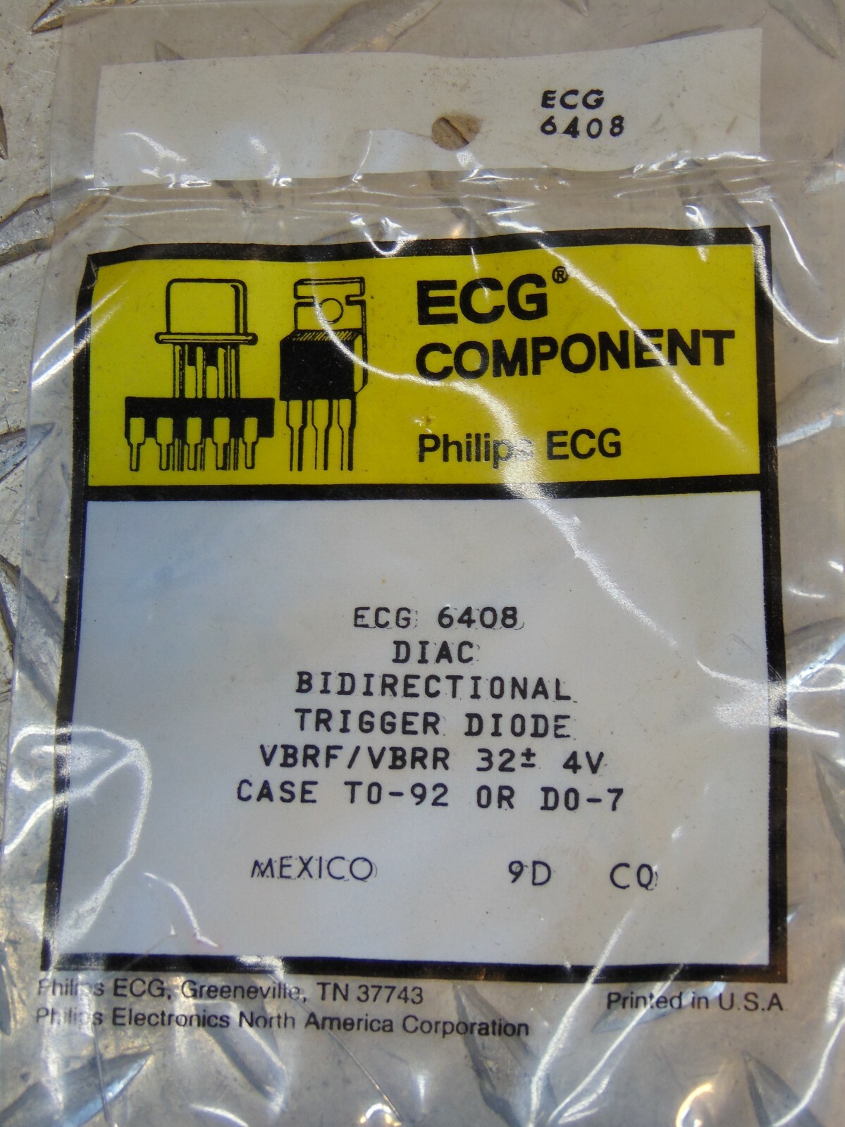 *LOT OF 5* NEW PHILIPS ECG 6408 BIDIRECTIONAL TRIGGER DIODE