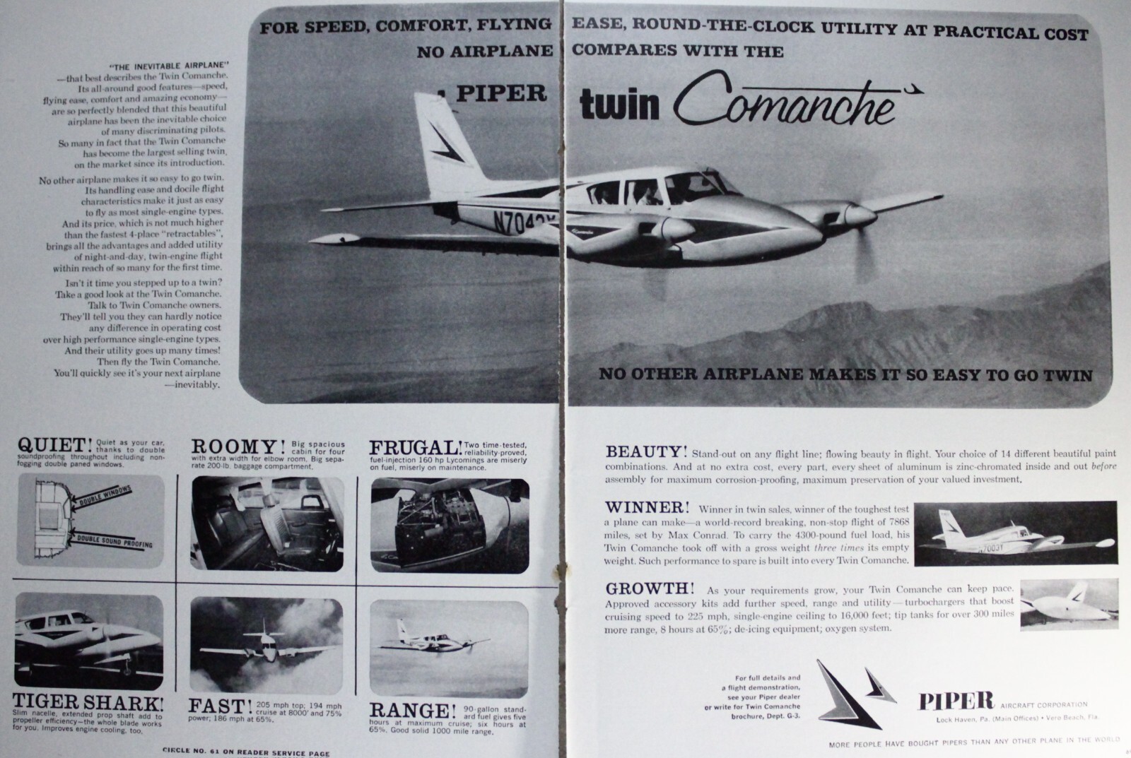 Piper Plane Magazine Picture Ad Aviation Flying Vintage Wall Art