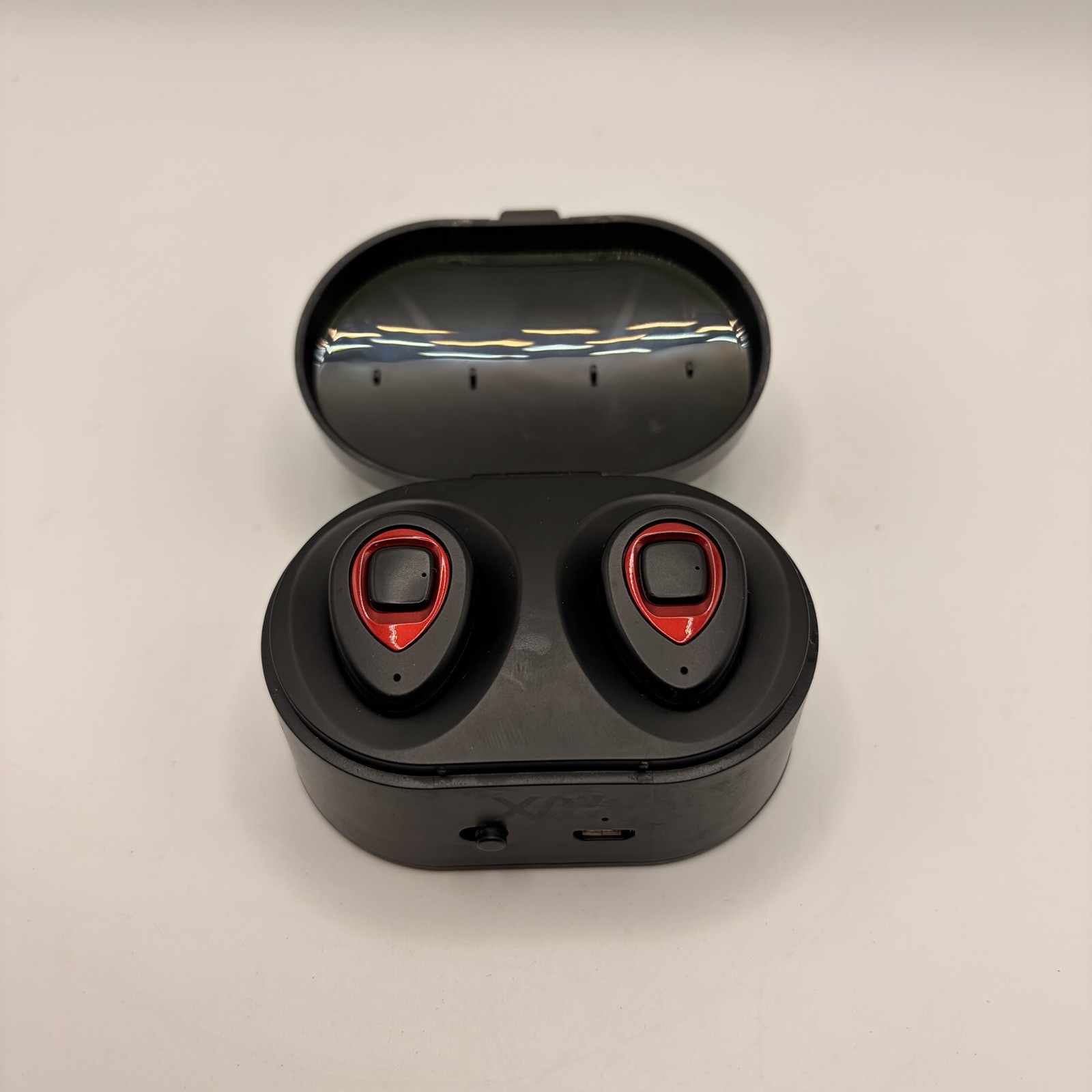 K5S TWS Wireless Bluetooth Earbuds Black Red Charging Case Micro USB