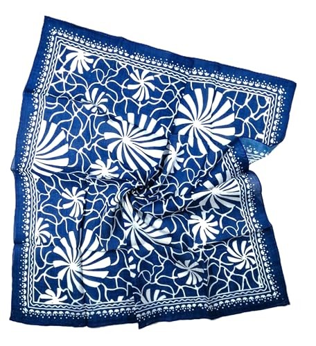 Unisex Cotton Square Scarf Bandanas 22x22 inch Floralptn-blue