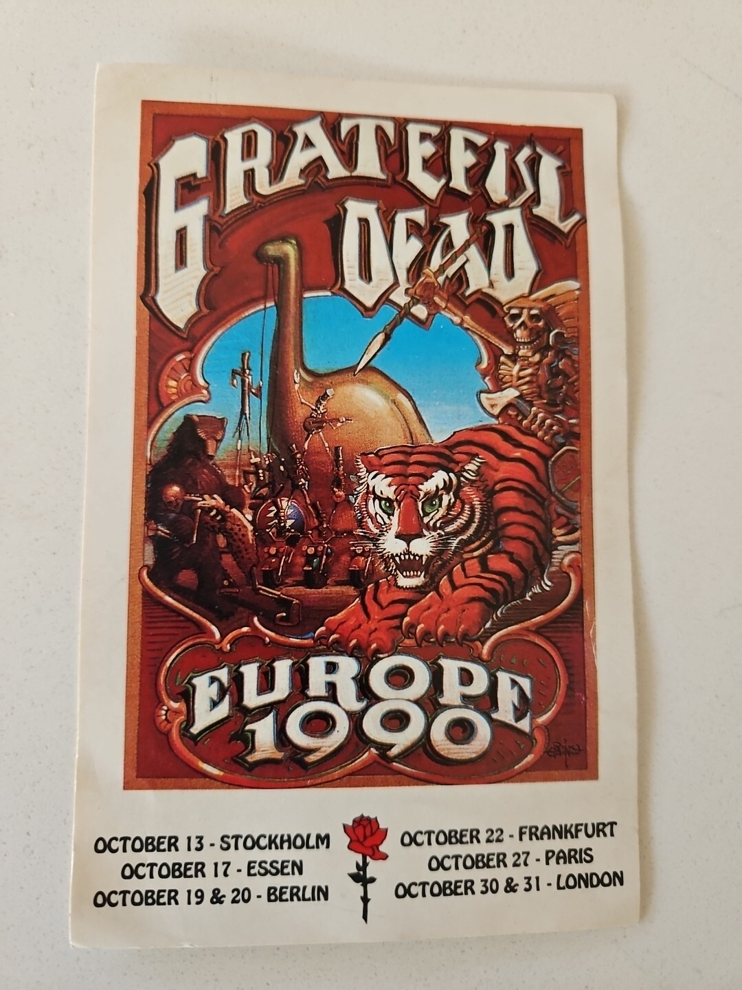 Vintage Europe 1990 Grateful Dead Decal Stockholm Berlin Frankfurt Paris London.