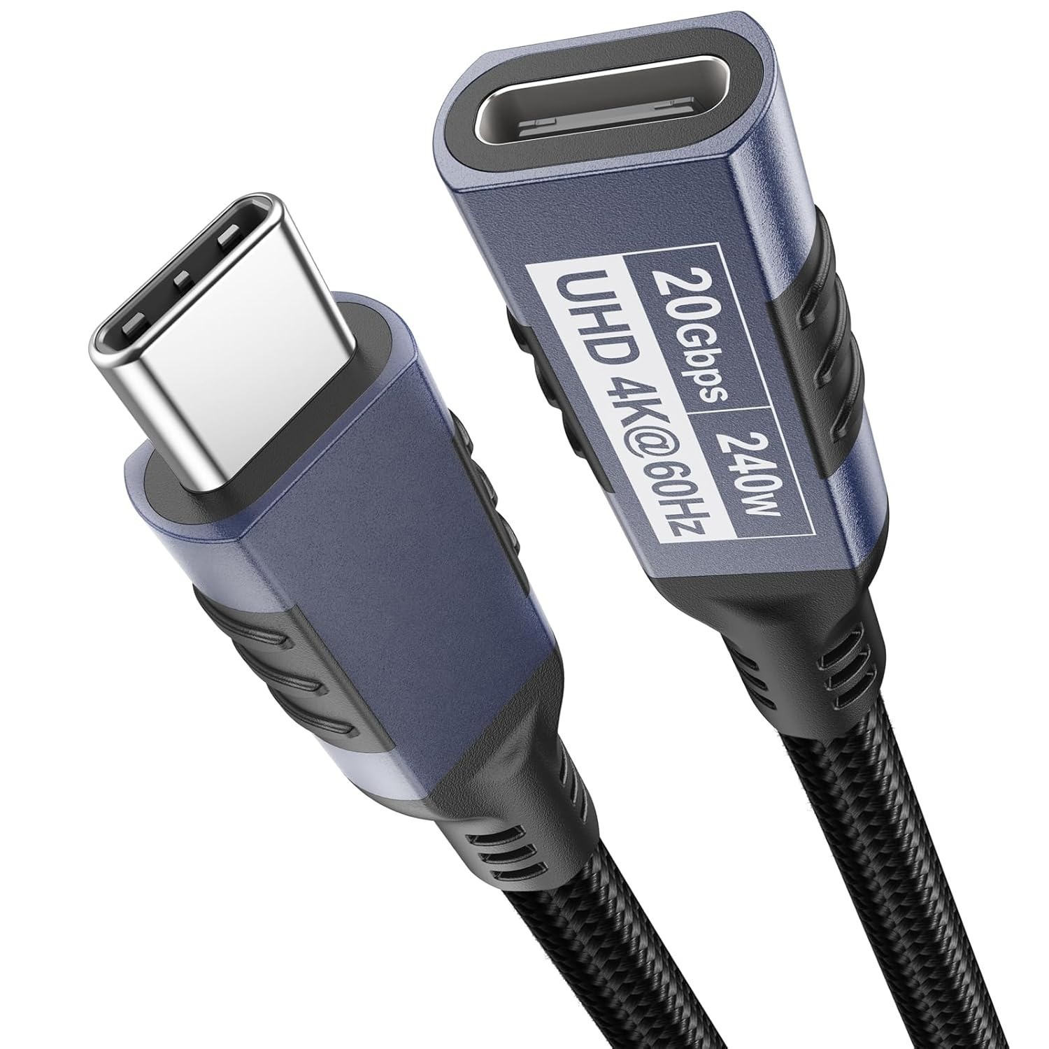 USB C Extension Cable 3Ft, USBC Extender 20Gbps Data Transfer/240W Charge/4K@60H